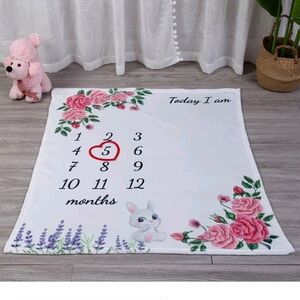 Floral Milestone Blanket for Babies - White and Pink